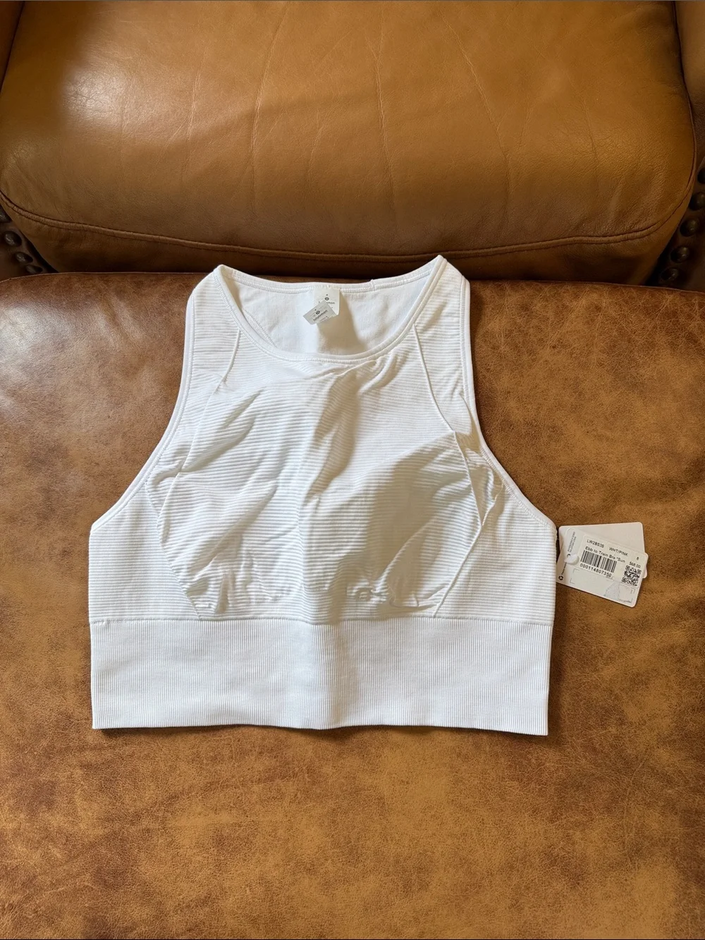 NWT Lululemon Ebb to Train Sports Bra Sun Sz 8 C/D Cup White Neutral Staple Item